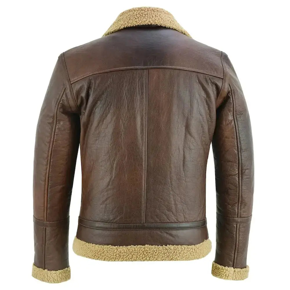 Men’s Brown Fur Aviator Bomber Jacket-1