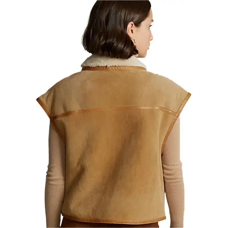 Women’s Brown B3 Bomber Vintage Shearling Vest-2