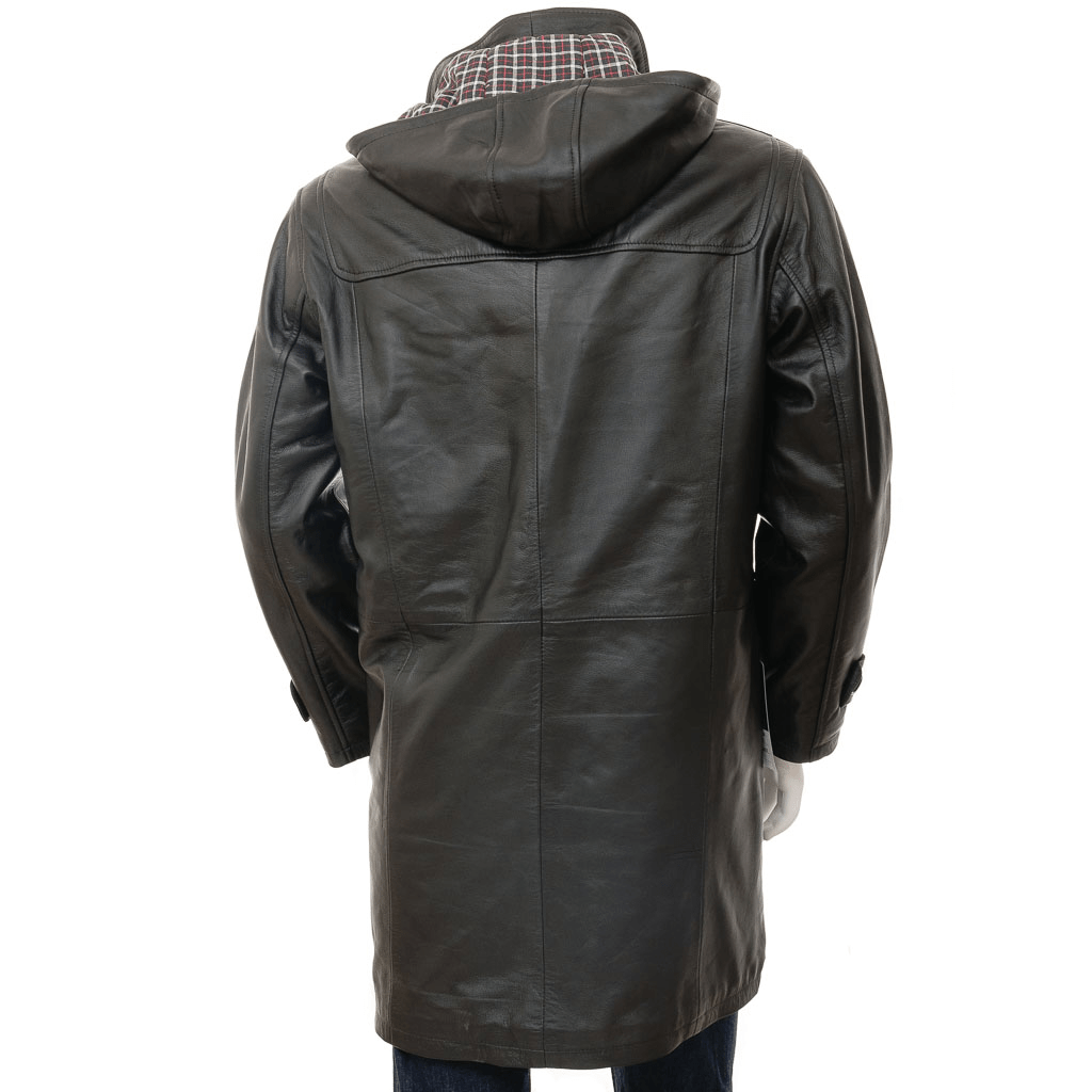 MEN LEATHER DUFFLE COAT IN BLACK CAMILLUS-3