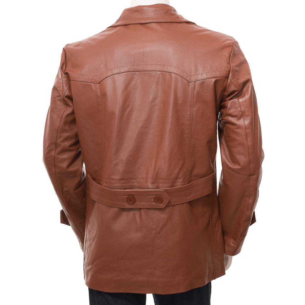MEN CLASSIC TAN LEATHER PEACOAT CANTON-3