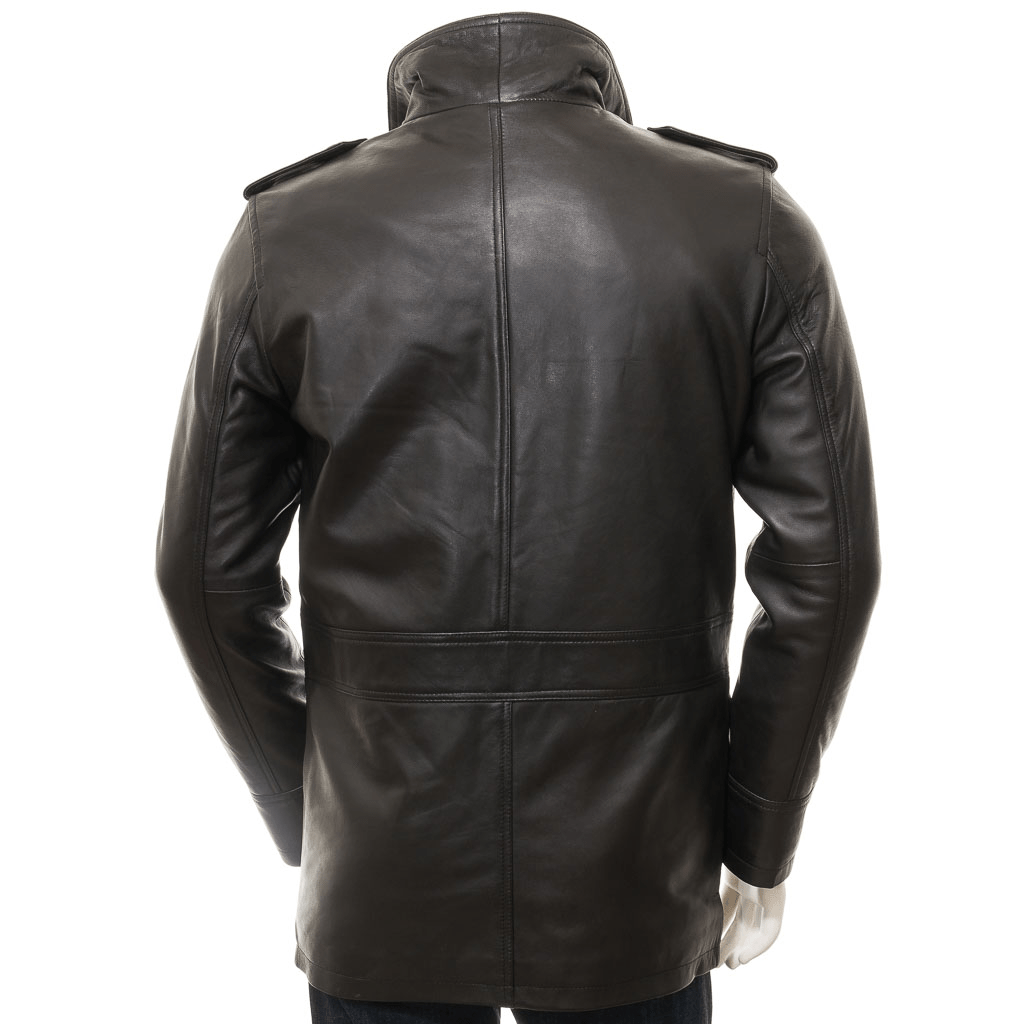 MEN CLASSIC BLACK LEATHER COAT CARROLL-3