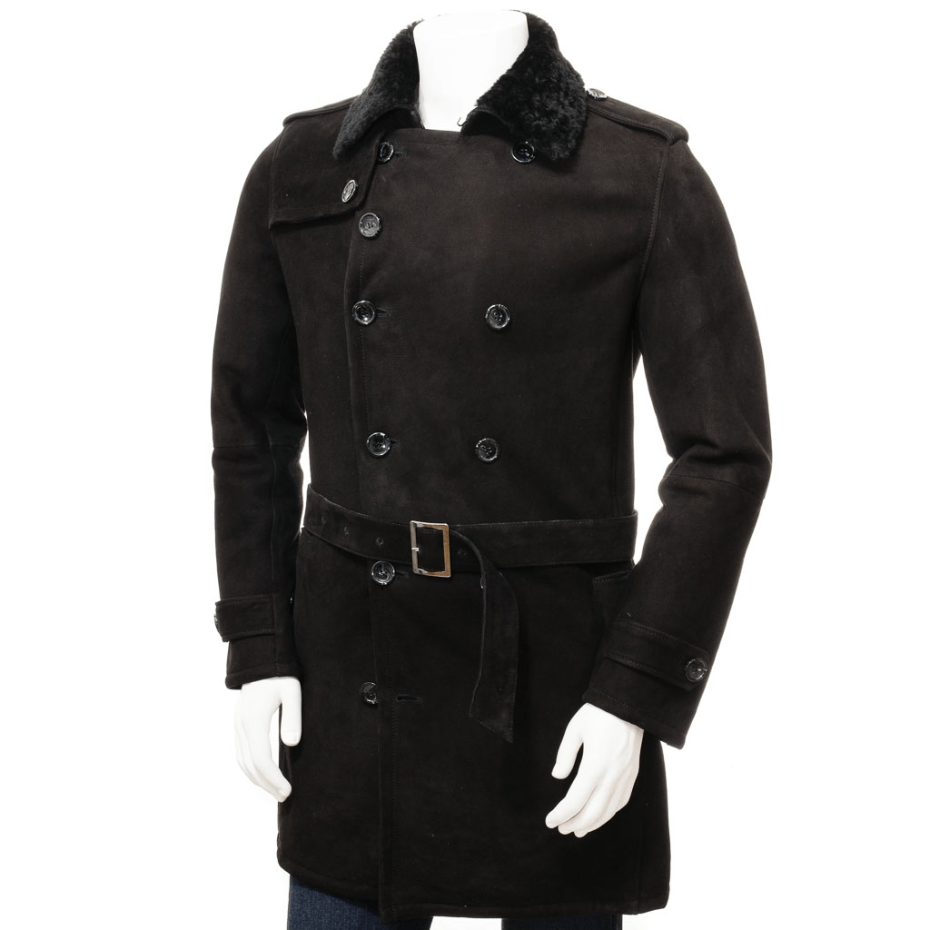 MEN BLACK SHEEPSKIN SHEARLING COAT ELLISBURG-1