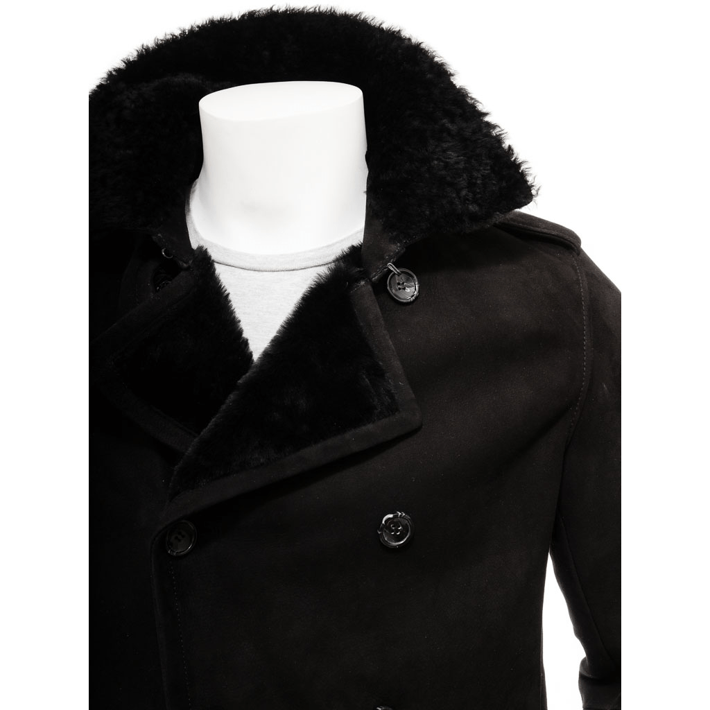 MEN BLACK SHEEPSKIN SHEARLING COAT ELLISBURG-2