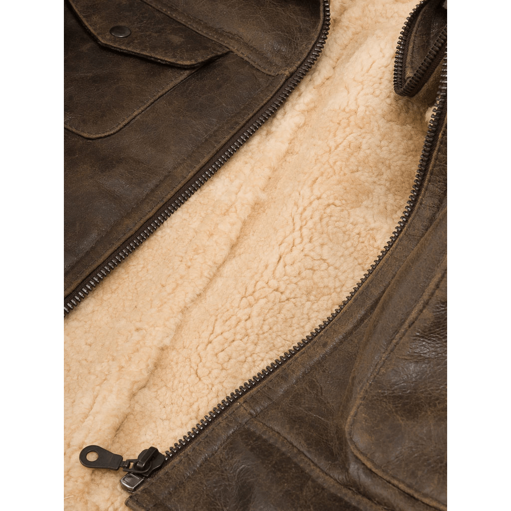 MEN BROWN SHEEPSKIN SHEARLING JACKET FOWLER-3