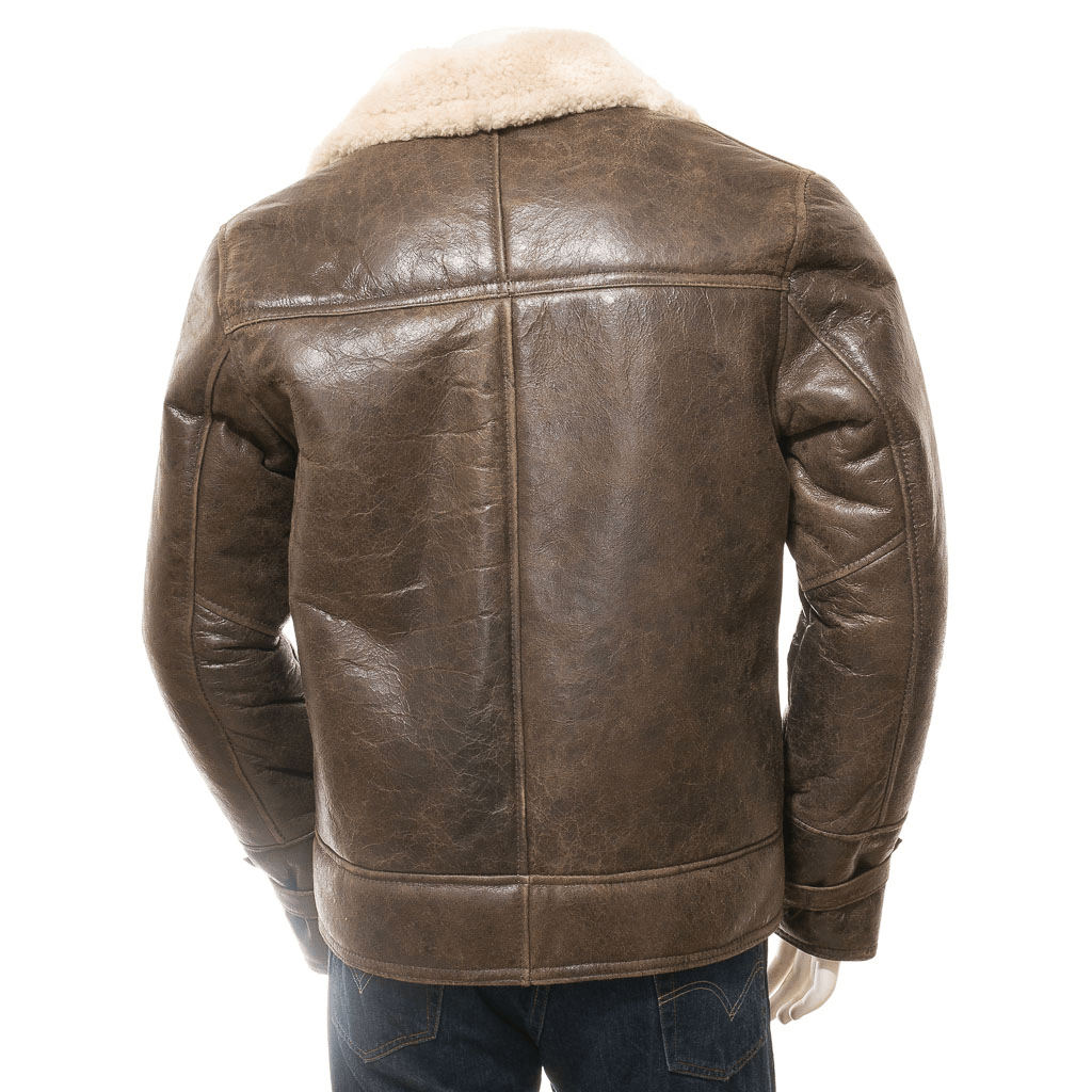 MEN BROWN SHEEPSKIN SHEARLING JACKET FOWLER-4