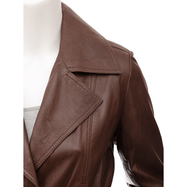 WOMEN BROWN SHEEP LEATHER COAT LEESBURG