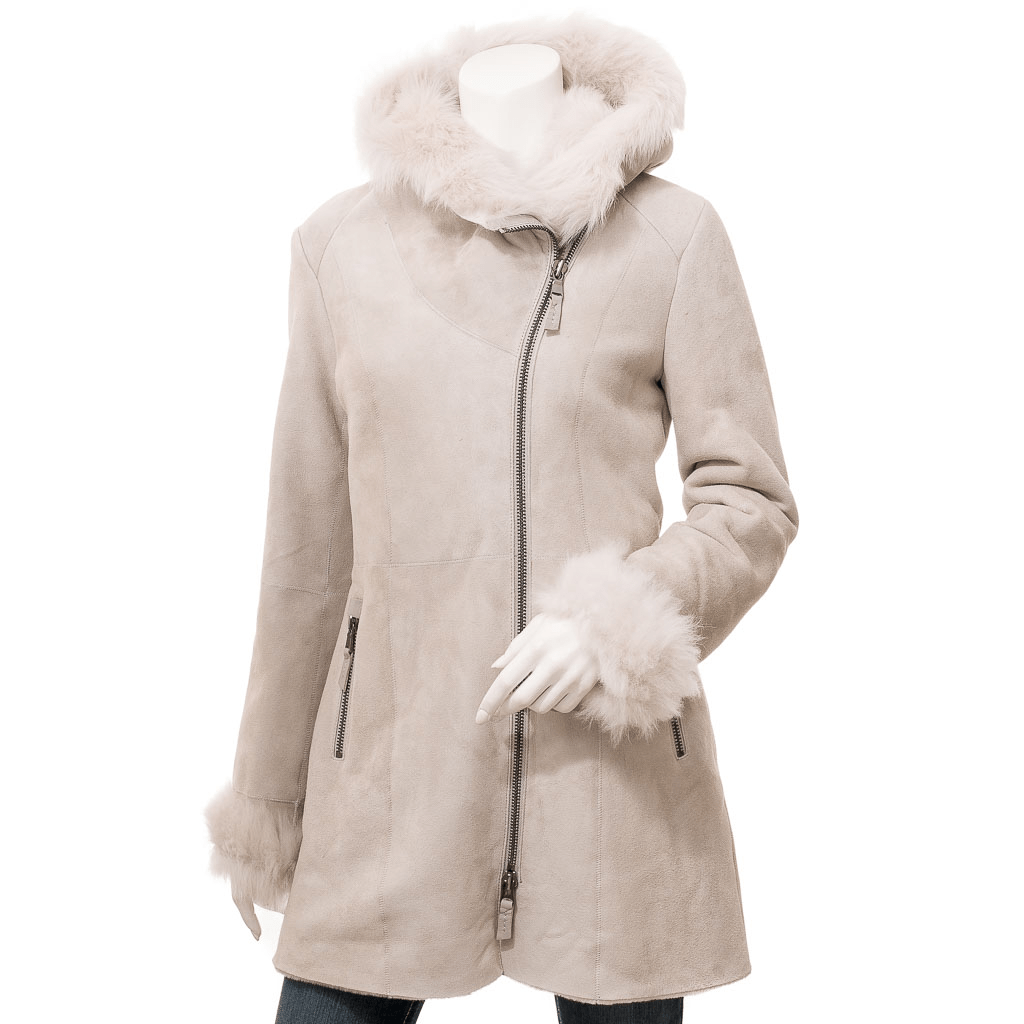 WOMEN BEIGE TOSCANA SHEARLING PARKA LAREDO