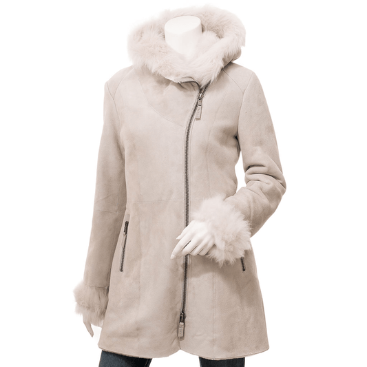 WOMEN BEIGE TOSCANA SHEARLING PARKA LAREDO