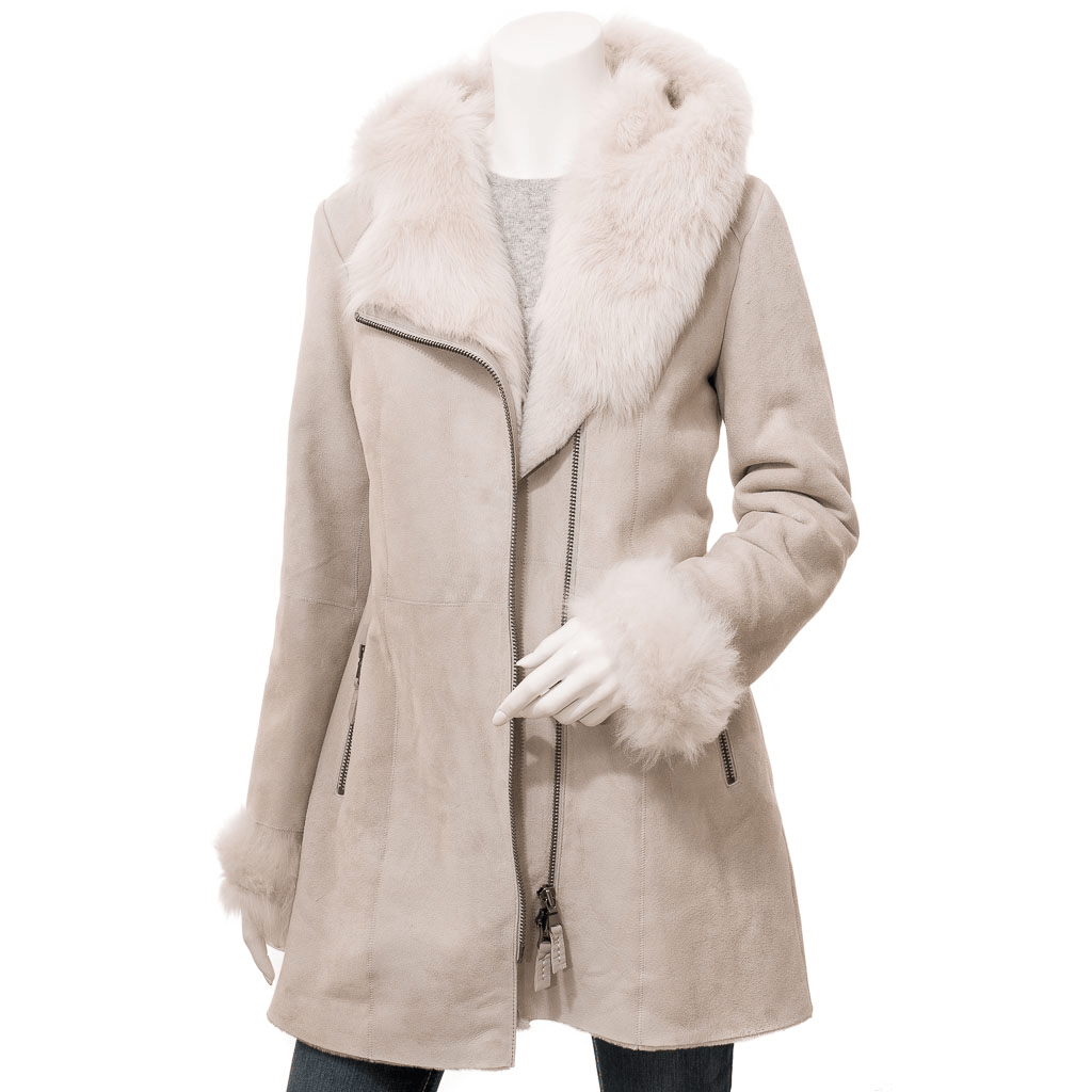 WOMEN BEIGE TOSCANA SHEARLING PARKA LAREDO-1