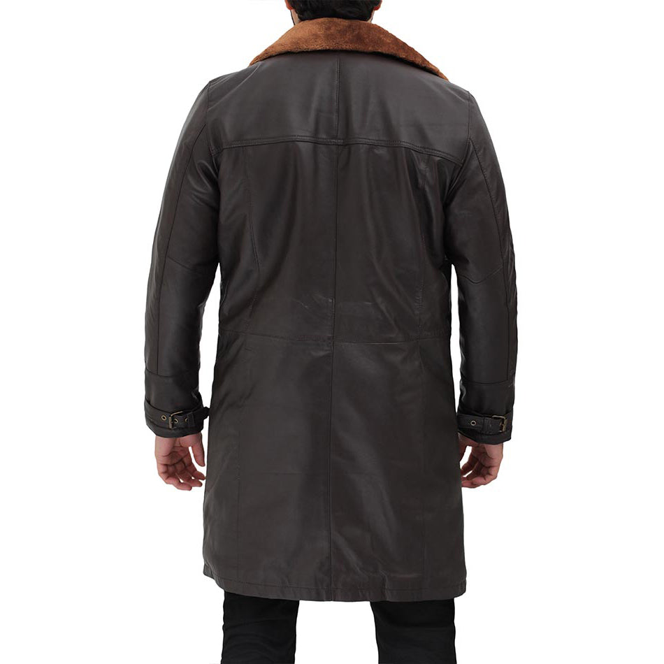 Dark Brown Shearling Leather Coat Mens-4