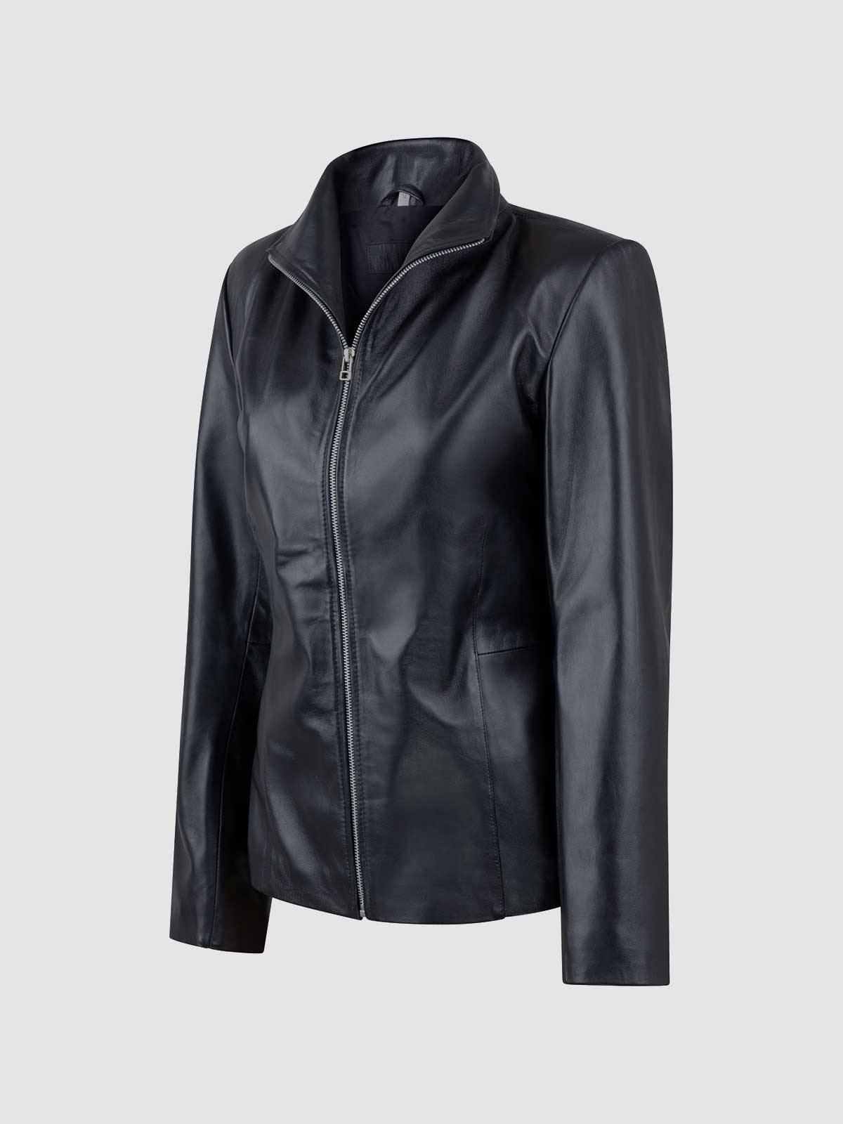 High Collar Leather Jacket