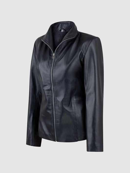 High Collar Leather Jacket