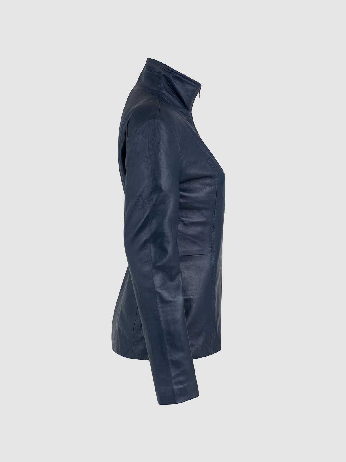 High Collar Leather Jacket-2