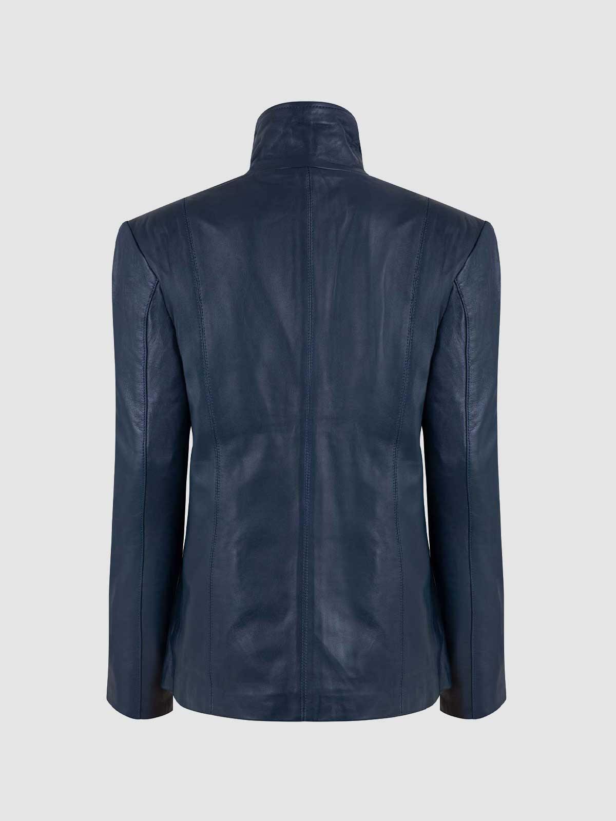 High Collar Leather Jacket-3