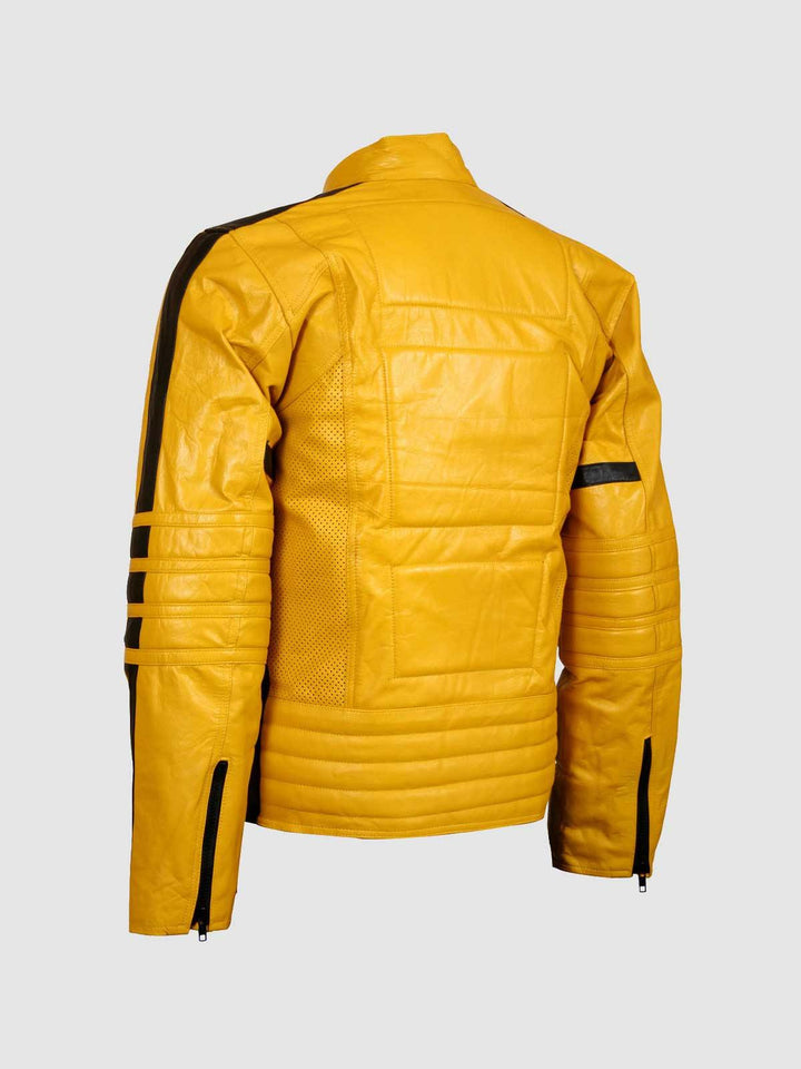 Size M Yellow Motorcycle Leather Jacket