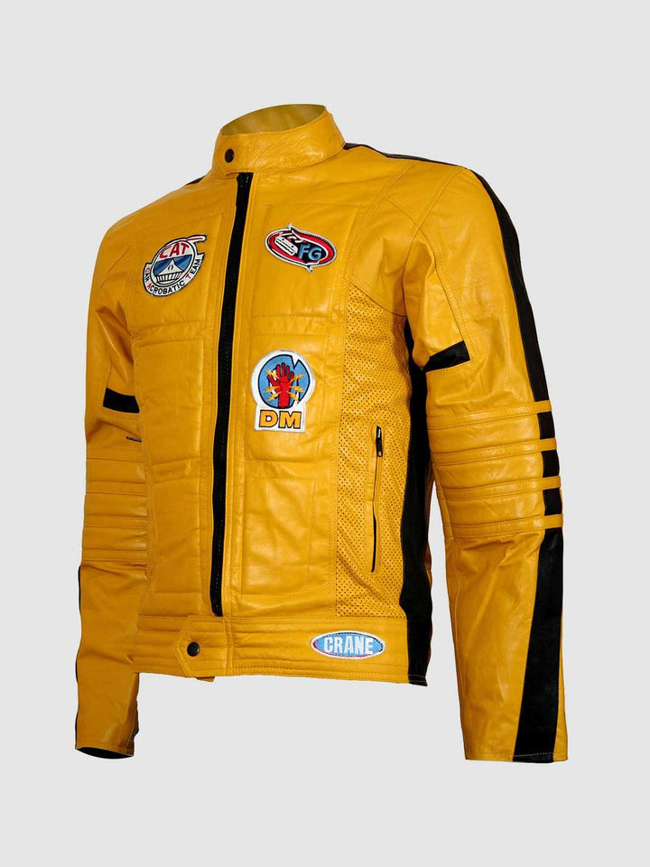Size M Yellow Motorcycle Leather Jacket