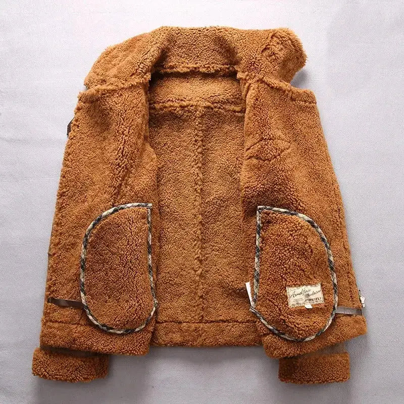Mens B3 Sheepskin Shearling Bomber Jacket-2