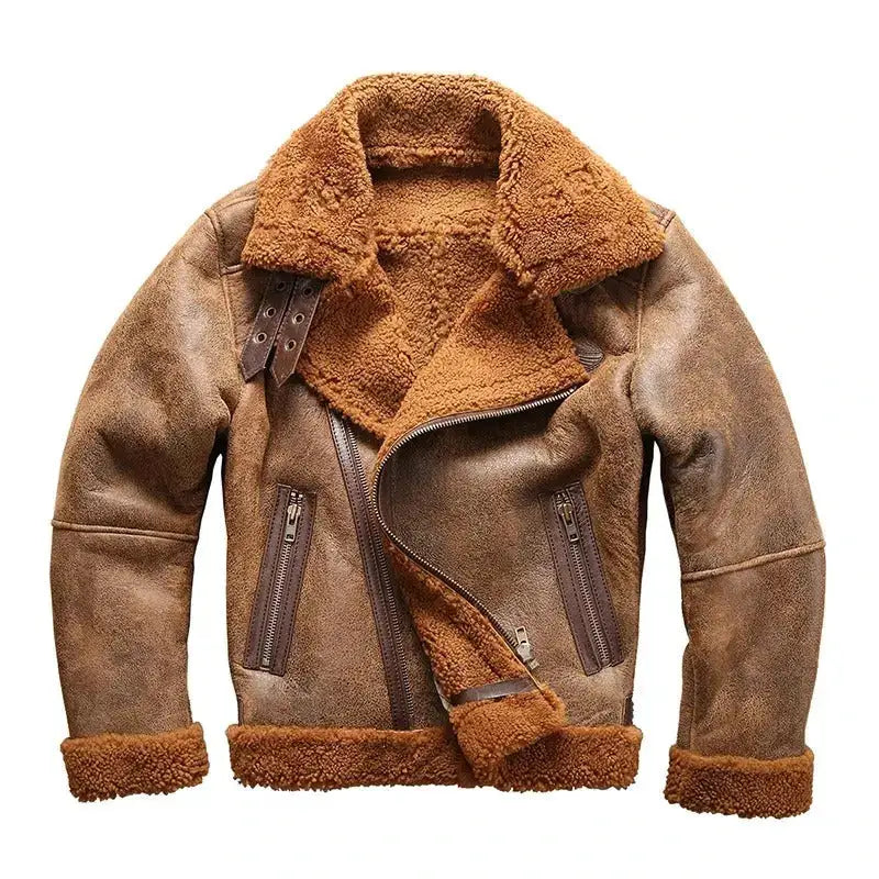 Mens B3 Sheepskin Shearling Bomber Jacket-0