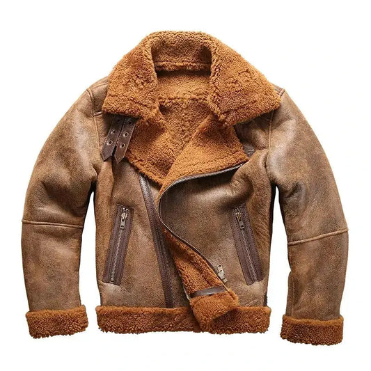 Mens B3 Sheepskin Shearling Bomber Jacket-0