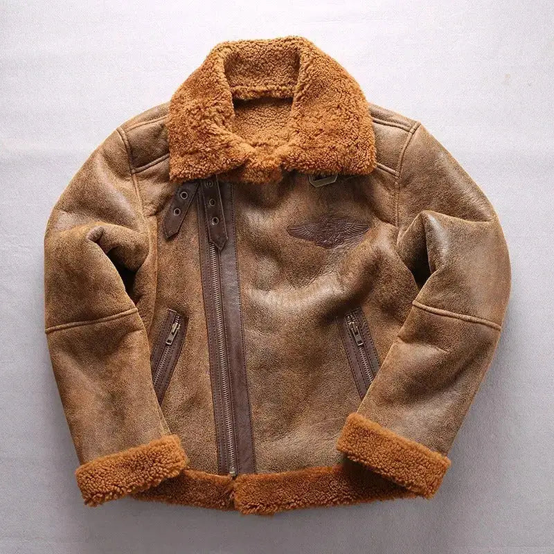 Mens B3 Sheepskin Shearling Bomber Jacket-1