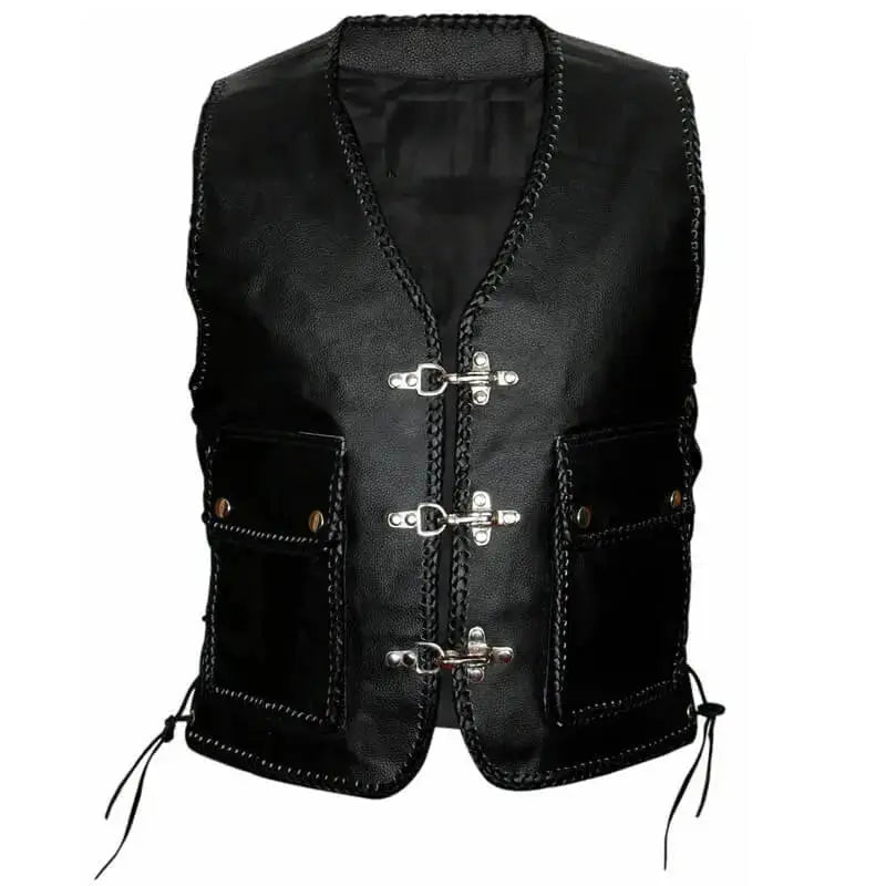 Men’s Native American Style Motorcycle Leather Vest-0