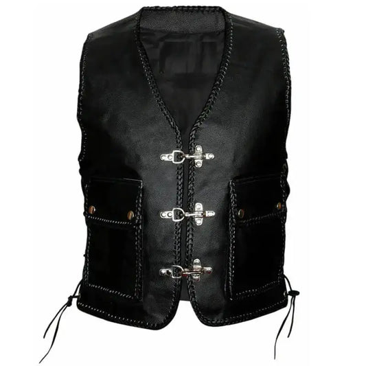 Men’s Native American Style Motorcycle Leather Vest-0