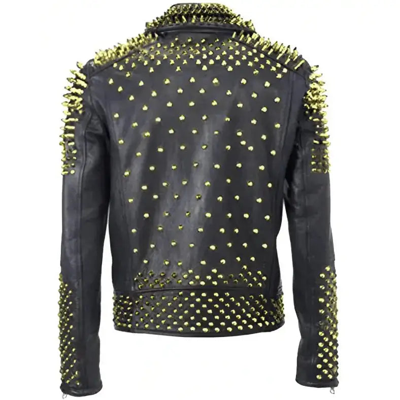 Men’s Studded Black Biker Leather Jacket-1
