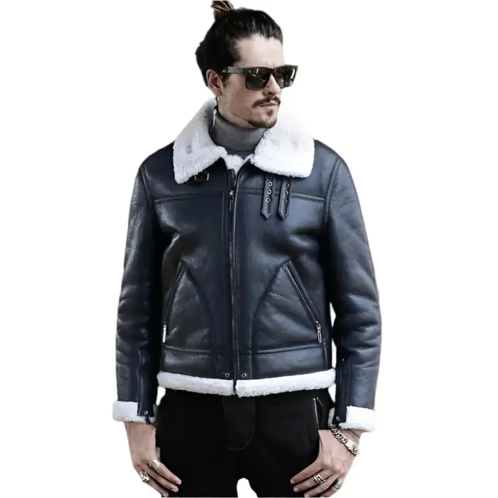 New Black B3 Shearling Jacket-4