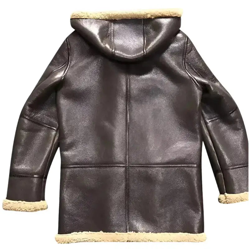 Mens Dark Brown Shearling Leather Jacket-1