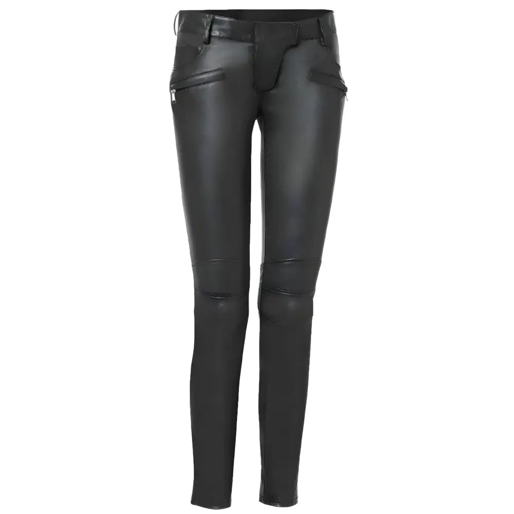 Women’s Black Lambskin Leather Pants-0