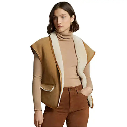 Women’s Brown B3 Bomber Vintage Shearling Vest-0