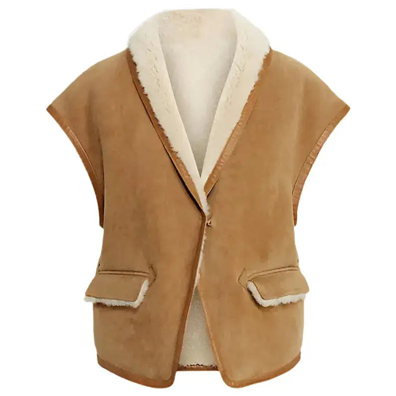 Women’s Brown B3 Bomber Vintage Shearling Vest-1